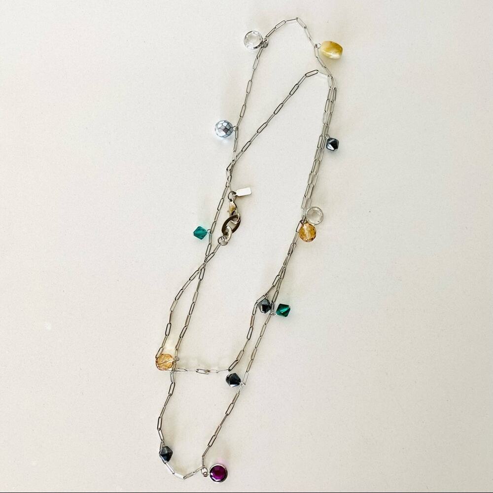 NORDSTROM VINTAGE Silver Double Length Layering Multi Beaded Necklace Jewelry